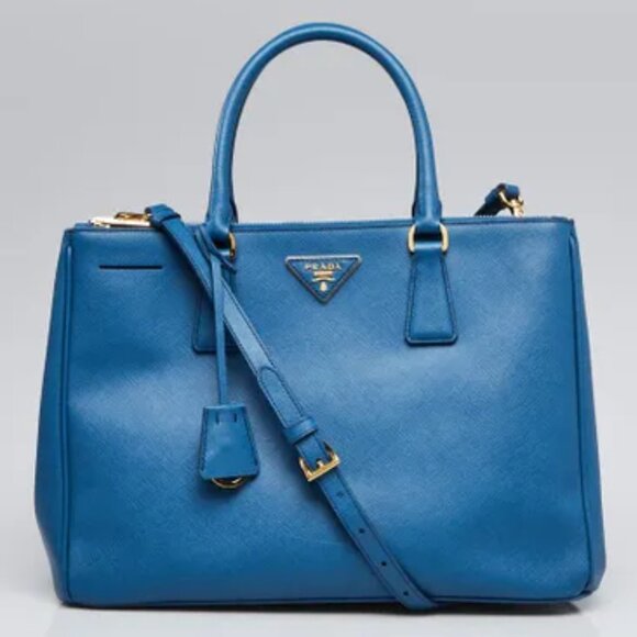 PRADA Galleria Blue Leather Satchel 666-032025 - Picture 1 of 15